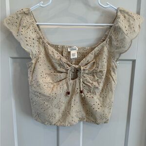 URBAN Romantics Beige Eyelet Blouse